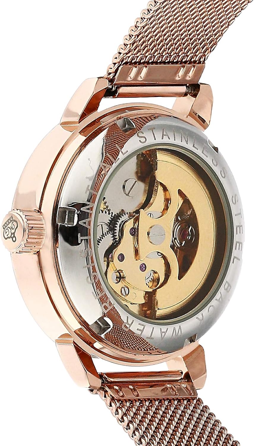 Wristwatch Women’ s Analog Roman Number Steampunk Skeleton Self-Wind Auto Mechanical Watch