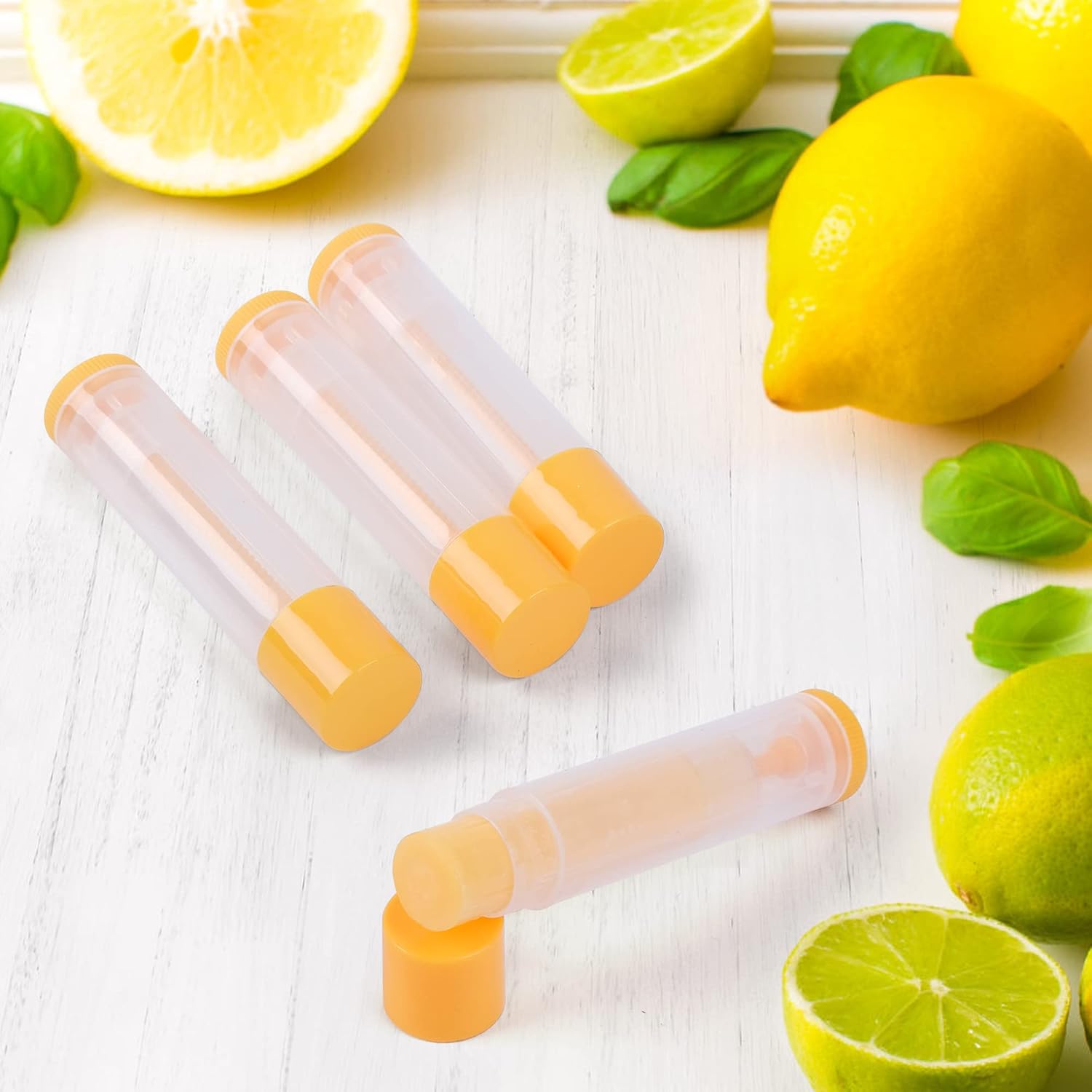 LotFancy Lip Balm Tubes Empty, 50PCS 5.5ml (3/16 Oz), Clear Lip Balm Container Tubes with Yellow Caps, BPA Free & Leak Free, Refillable