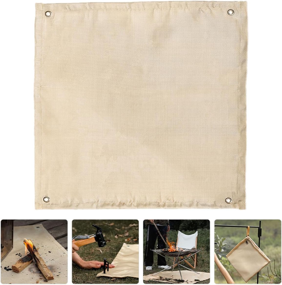 PAREKS 4pcs Accessories Camping Retardant Pad Thermal Grass Blanket Lawn Smoker Floor Fireplace Blankets Burning/BBQ Grill Fire Mat Duty Outdoor Cloth Supply X Cushion Mats Shield/2168