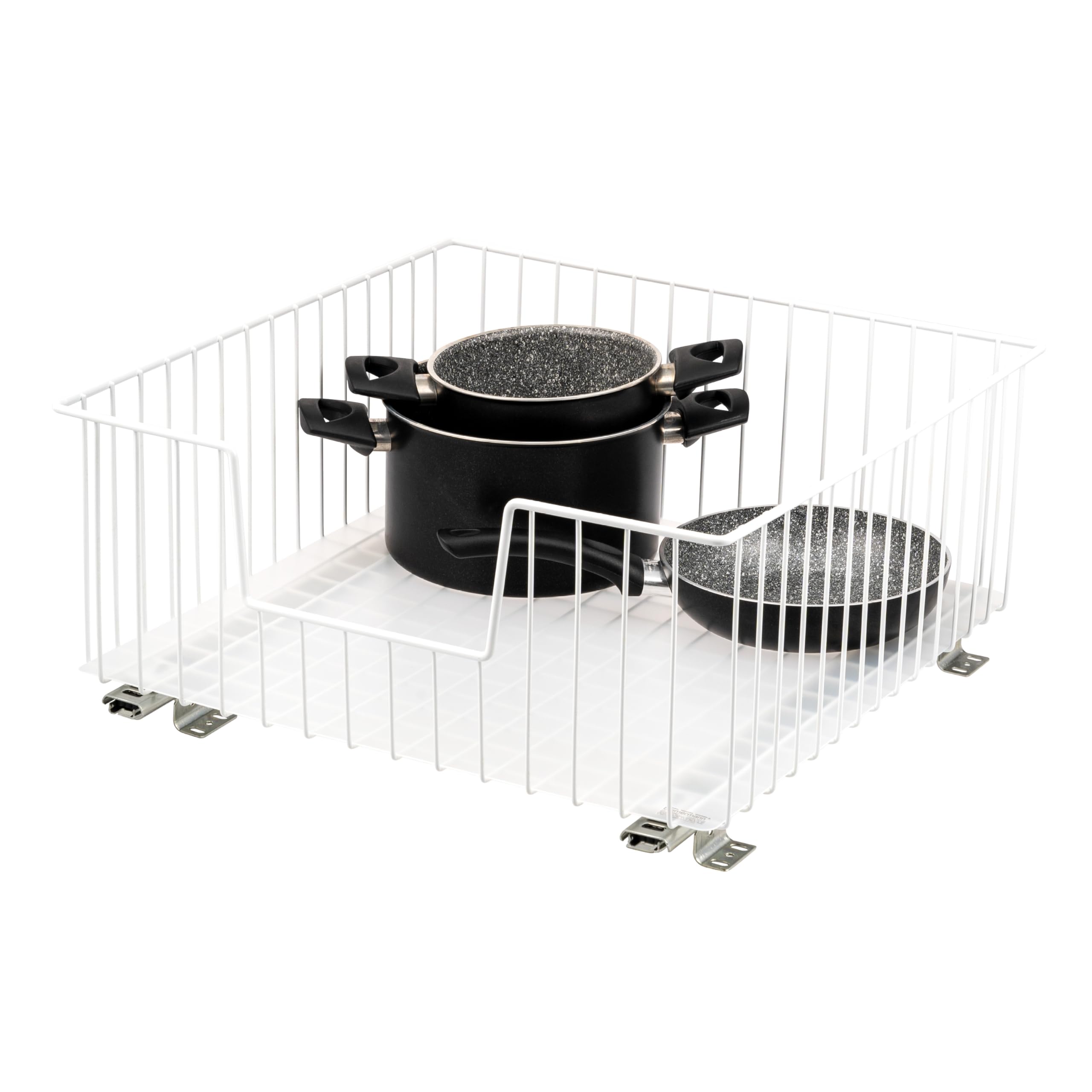 Bremermann White Cabinet Pull-Out Basket, 50 Cm Wide, With Shelf, Telescopic Rails, Ideal For Kitchen, Bathroom, And Bedroom, Made Of Metal (White)