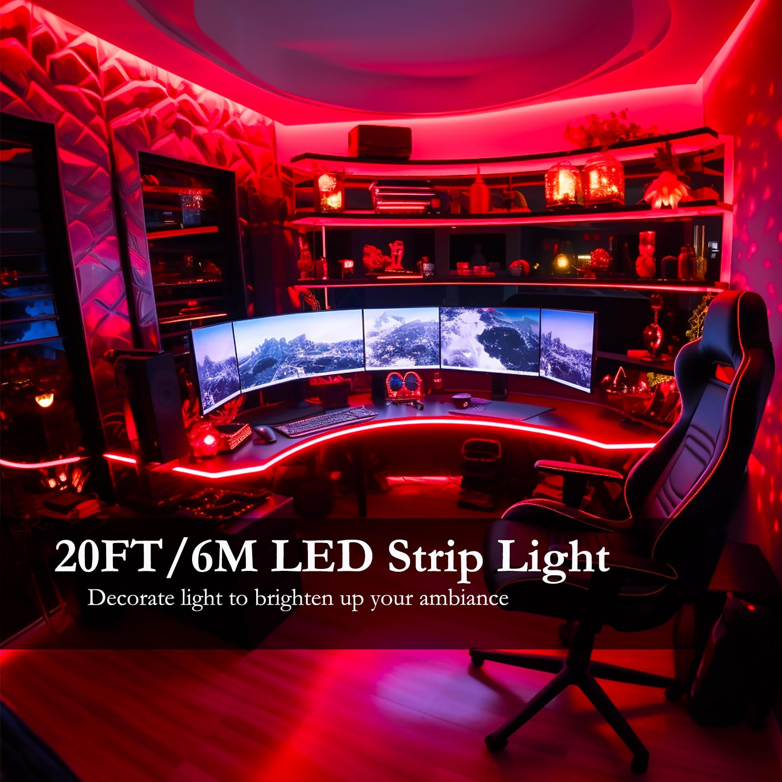 Amazon.com: JOYLIT 12V COB Red LED Strip Lights Waterproof 20FT/6M