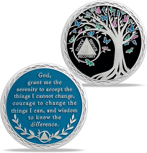 Miniatura 62 de Moneda de sobriedad de 2 años, árbol de la vida, medallón AA, Alcohólicos Anónimos, Ficha de aniversario, regalos de sobriedad para mujeres y 02 Años