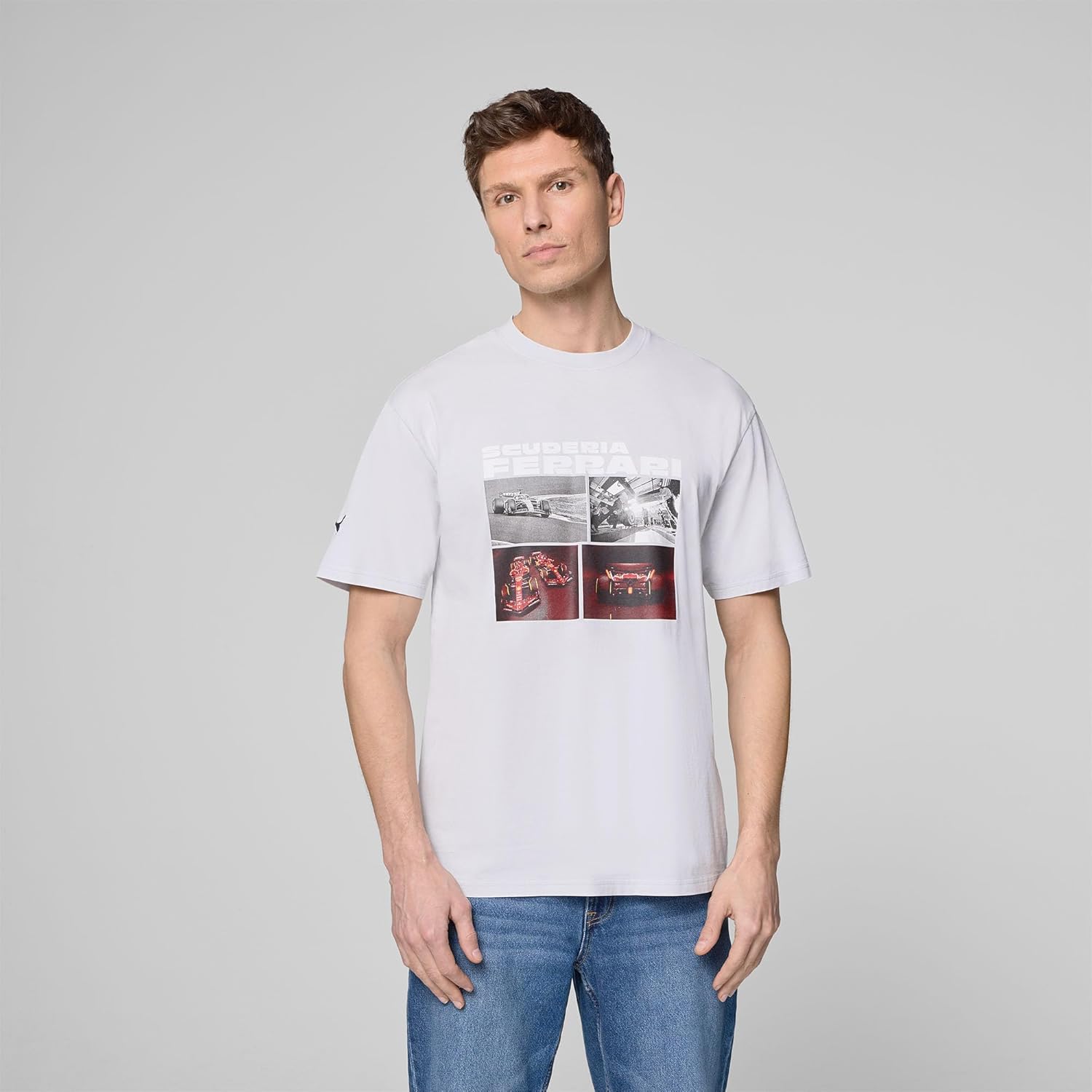 PUMA Scuderia Ferrari F1 Forza Tifosi Tshirt with Car and Shield Graphic Print on Chest - Image 3