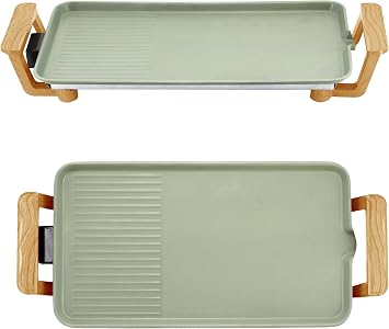 Living+ 19-Inch Electric Griddle Large Nonstick Griddle Pan Electric, Flat Top Grill & Pancake Griddle, 1400W Indoor Electric Griddle Nonstick with Detachable Thermostat, Cool Touch Handles, Mint