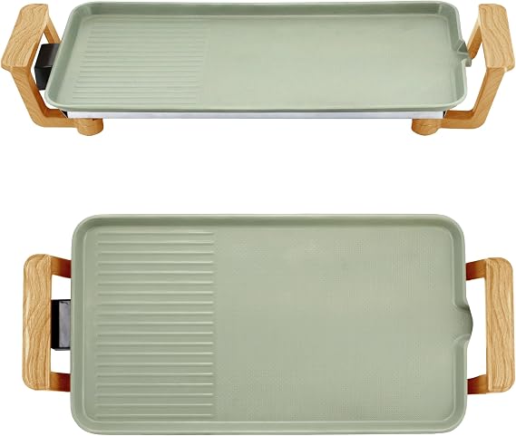Living+ 19-Inch Electric Griddle Large Nonstick Griddle Pan Electric, Flat Top Grill & Pancake Griddle, 1400W Indoor Electric Griddle Nonstick with Detachable Thermostat, Cool Touch Handles, Mint