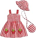 Renotemy Baby Girl Dress Toddler Girl Clothes Summer Outfits Gifts Cotton Sundress Infant Dresses for Girls with Hat and Bag