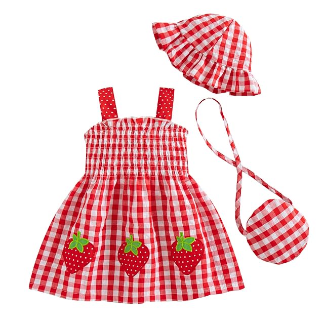 Renotemy Baby Girl Dress Toddler Girl Clothes Summer Outfits Gifts Cotton Sundress Infant Dresses for Girls with Hat