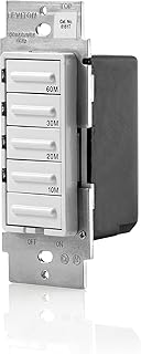 Leviton LTB60-1LZ Decora 1800W Incandescent/20A Resistive-Inductive 1HP Preset 10-20-30-60 Minute Countdown Timer Switch,White/Ivory/Light Almond