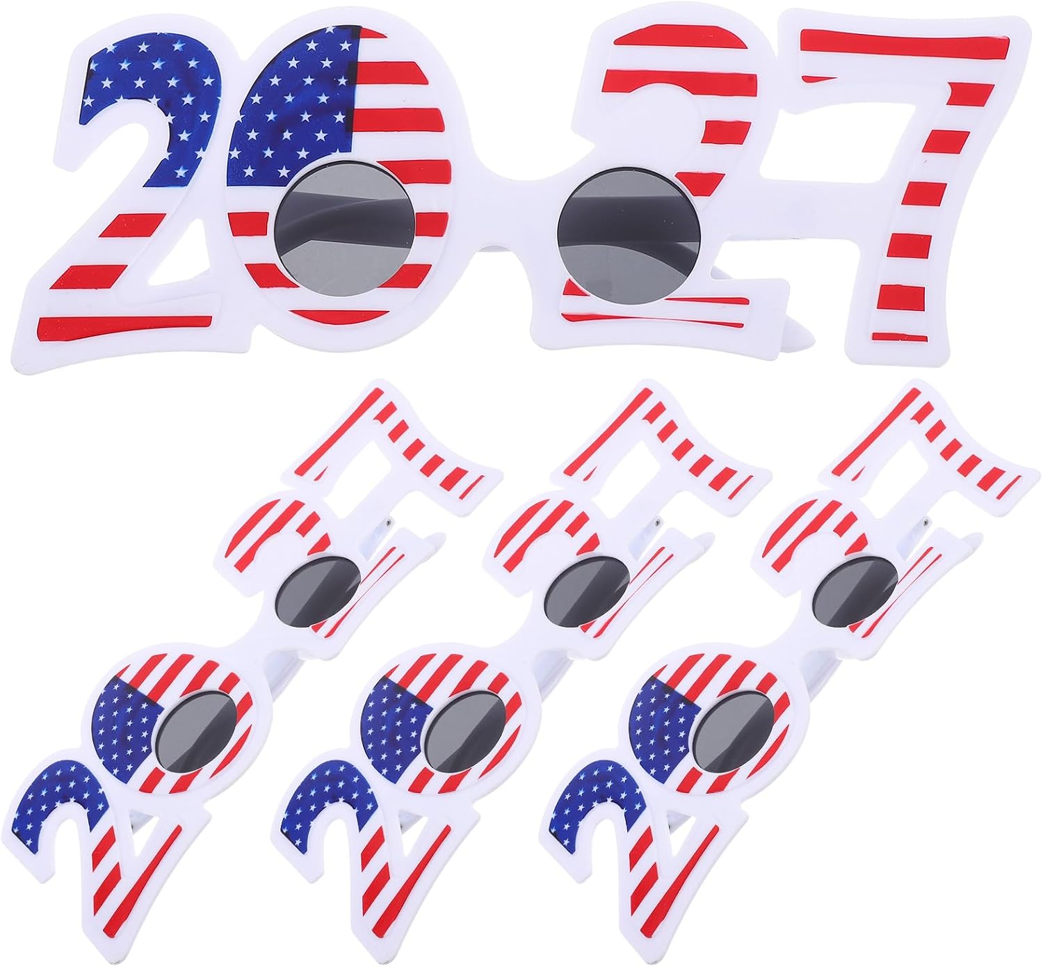 4pcs 2027 New Year Eyeglasses, American Flag Party Sunglasses, USA Patriotic Sunglasses Eyewear Photo Booth Props for 250th Anniversary 4th of July Supplies