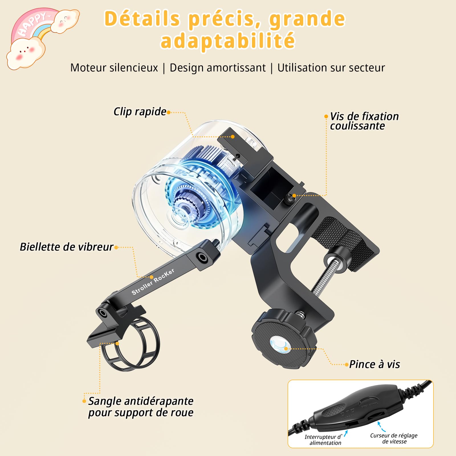 Bercement Automatique Pour Bébé, Aide au Sommeil, Intensité Réglable