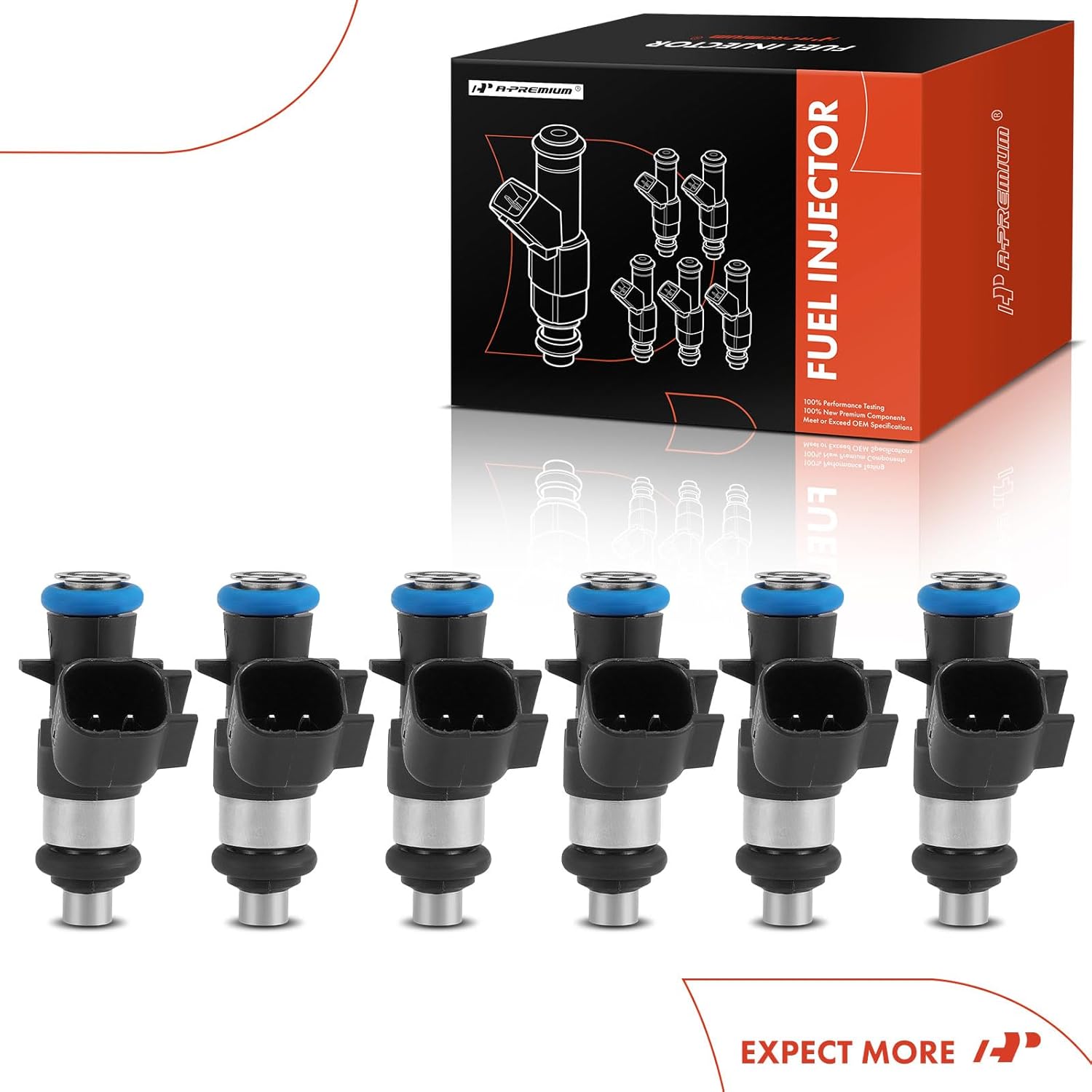 A-Premium 4 Holes Set of 6 Fuel Injectors Compatible with Jeep Cherokee KL Series 2014 2015 2016 2017, V6 3.2L, Gas