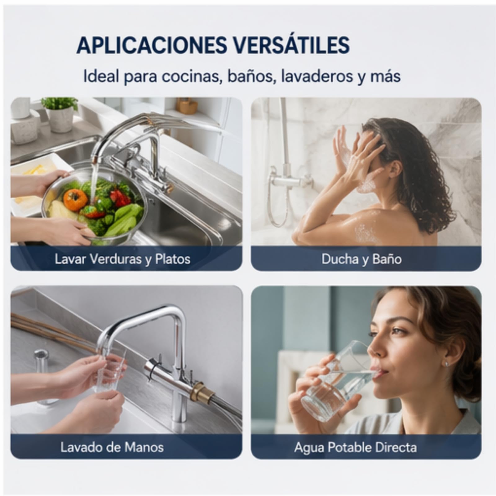 Grifo de Cocina 3 Vías Con Filtro de Agua - 3 en 1 Para Ósmosis - Agua Potable - Latón Giratorio