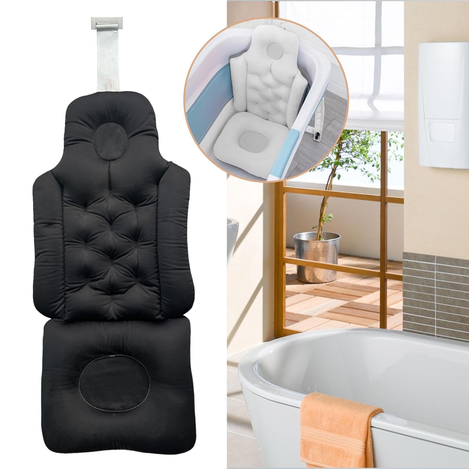 Gralara Ergonomisches Badekissen für Die Badewanne mit Rückenstütze, Schwarz
