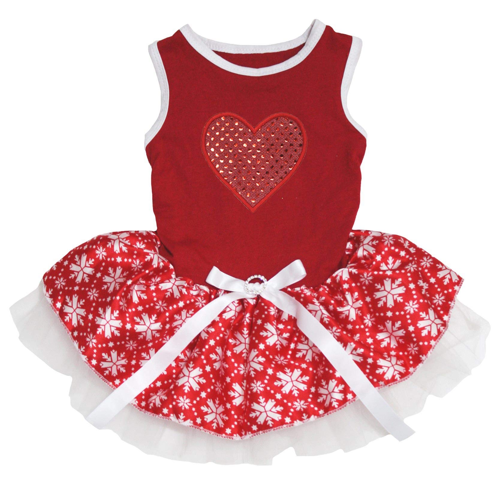 Robe à paillettes pour chien XXL rouge à motif flocon