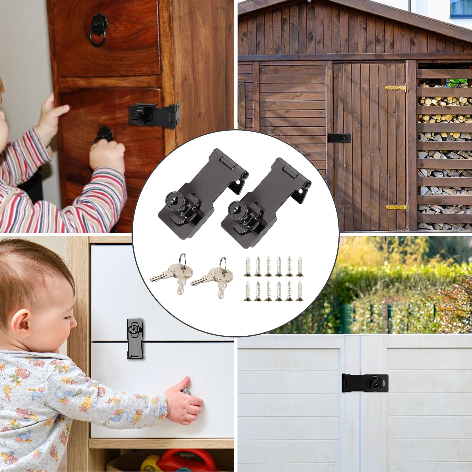 Lot De 12 Loquets De Porte En Acier Inoxydable Noir – Longueur 10,2 Cm, Avec Vis – Pour Portes, Fenêtres, Abris De Jardin, Armoires