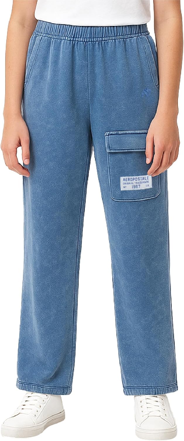 AEROPOSTALE Girls Cargo Joggers - Soft Cotton Blend Everyday Kids Fleece Cargo Jogger Pants for Girls with Pockets