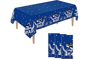 3 Pack Graduation Tablecloths 54"x108" Plastic Class of 2024 Congrats Grad Table...