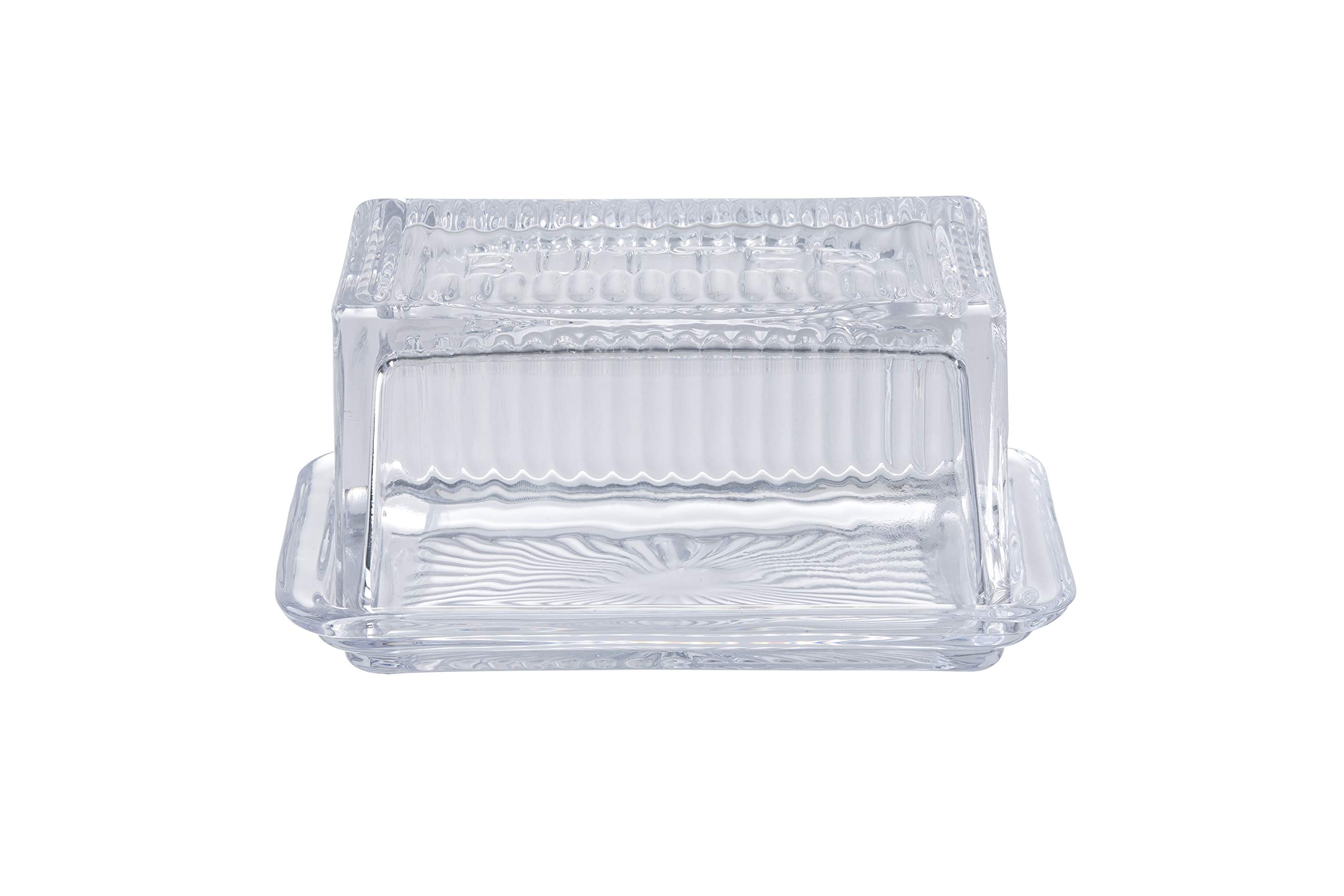 Tablecraft 10395 Plat double en verre transparent avec motif en relief 6,5 x 4 x 3,5 cm