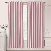 Vista 64 de SHINELAND Cortinas opacas de 102 pulgadas para sala de estar, cortinas opacas con pestaña trasera de 102 pulgadas de largo para dormitorio