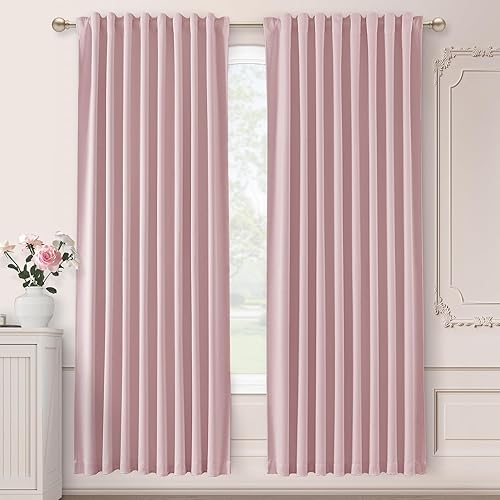 Miniatura 68 de SHINELAND Cortinas opacas de 102 pulgadas para sala de estar, cortinas opacas con pestaña trasera de 102 pulgadas de largo para dormitorio, Crema