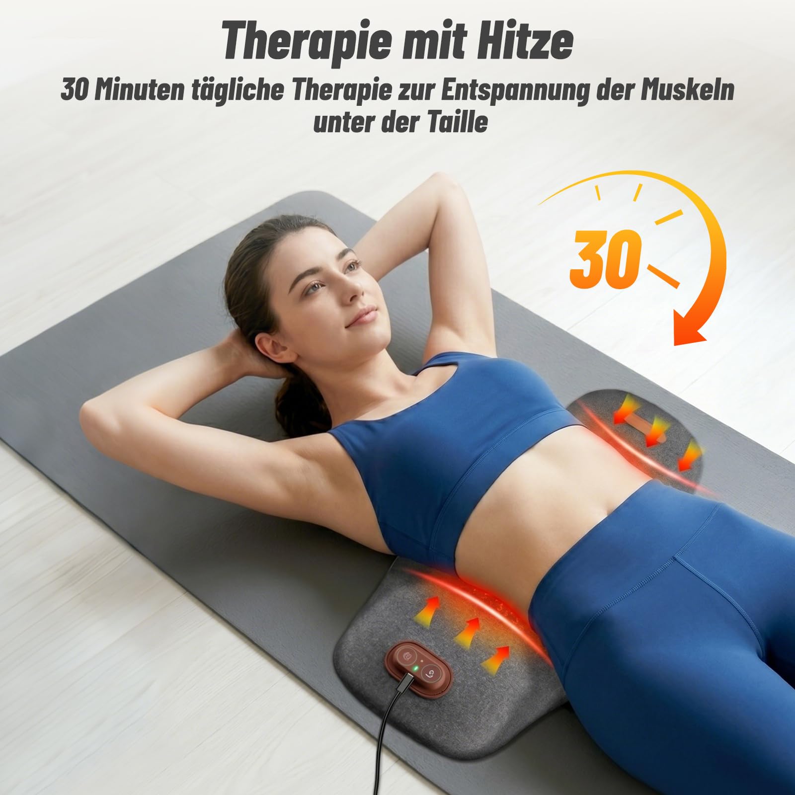 Rückenmassagegerät,Massagekissen Lendenwirbelkissen mit Wärme- und Vibrationsmassage, 5-Sekunden-Memory-Schaum, 26° Lendenstütze, Ergonomisches Rückenkissen für Bürostuhl, Auto, Bett und Sofa