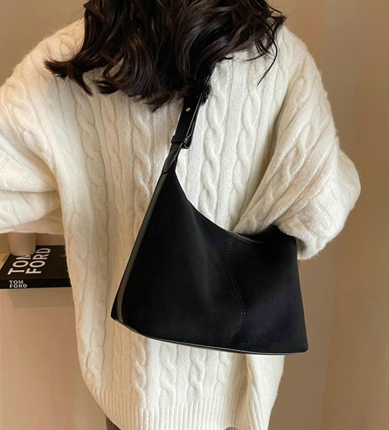 Suede Tote Bag Stylish Handbag Chic Small Crossbody Fall Purse Wallet Women Trendy 2025 Elegant Shoulder Bag - Image 4