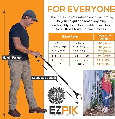 Miniatura 7 de EZPIK Pro herramienta de agarre extendida de 40" para personas mayores, palos de agarre de basura para adultos mayores, herramienta plegable de