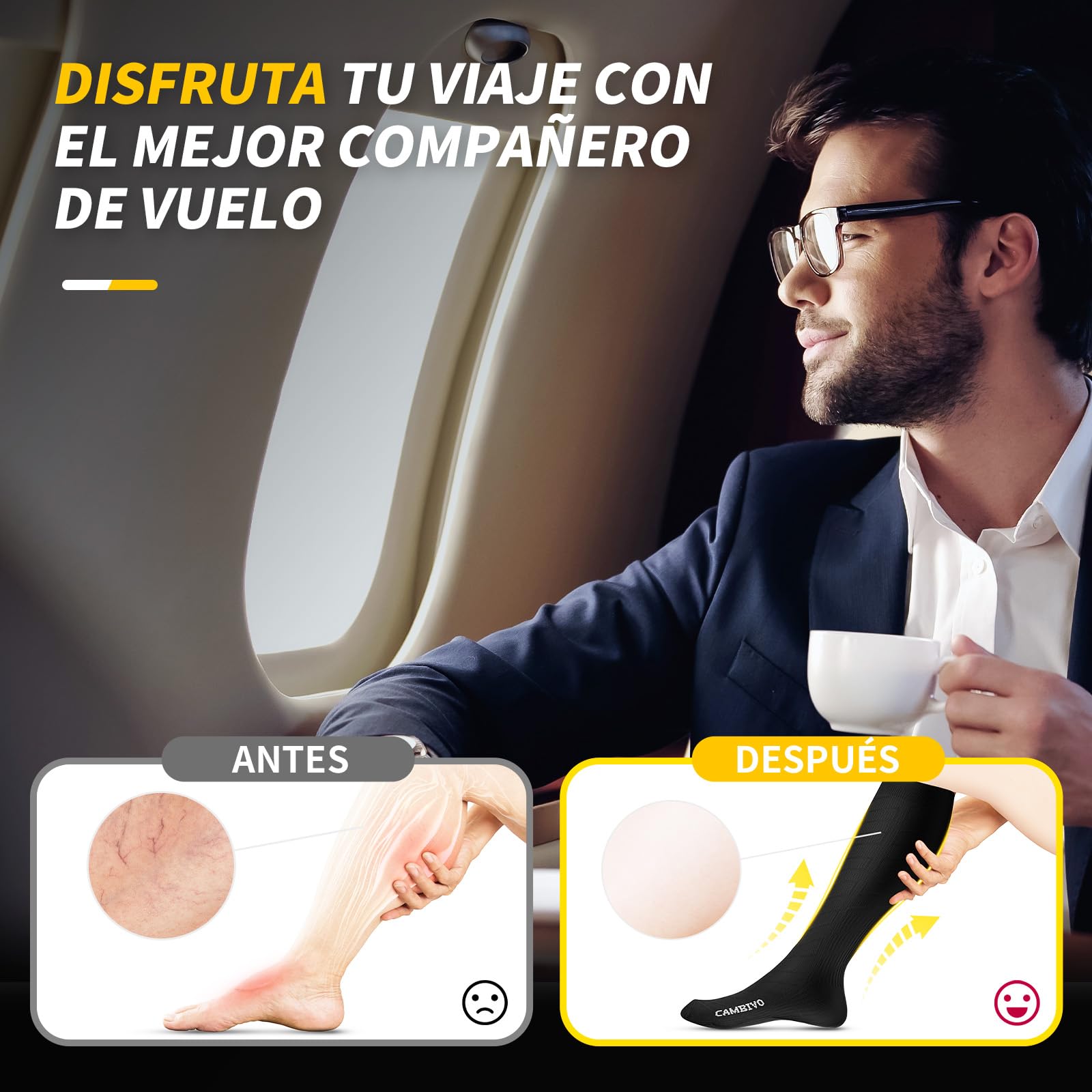 CAMBIVO Medias de Compresión 20-30mmHg 3 Pares, Calcetines Compresion para Varices, Deporte, Running