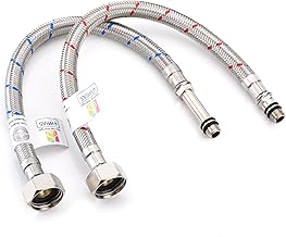 2X M10 x 1/2, |9 Lengths|300mm Flexible Tap Connectors, Braided Stainless Steel Flexi for Kitchen & Basin Monobloc Mixer Taps, WRAS Approved, Rust & Corrosion Resistant, 1/2" BSP UK Fitting