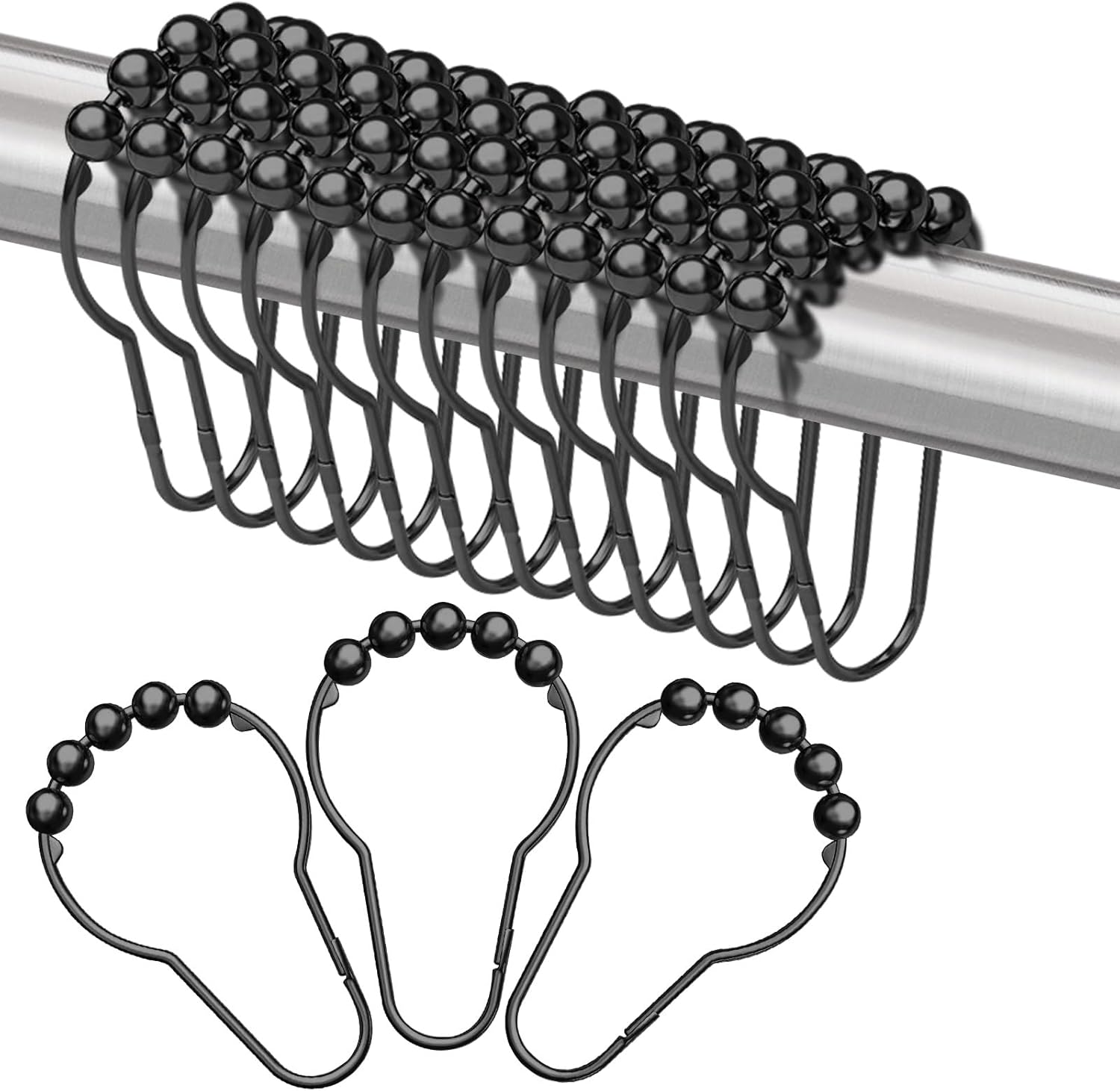 Amazon.com: Shower Curtain Hooks, Matte Black Shower Curtain Rings for ...