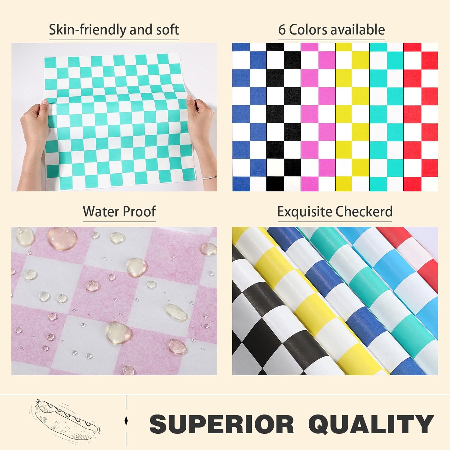 Colarr 1000 Pcs Waxed Paper Sheets Bulk 15 x 15 Inch Large Sandwich Wrapping Papers Checkered Deli Food Basket Liners for Burgers Bread Restaurant Barbecue Picnic(Multicolor)