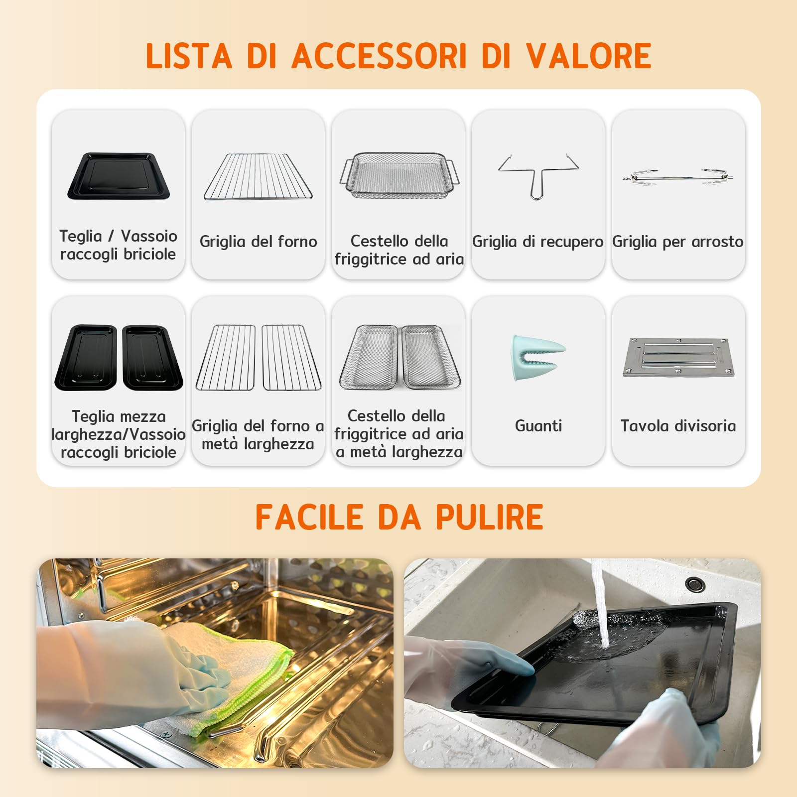 HYSapientia® 22 Litri Forno Friggitrice Ad Aria doppio cestello Calda，2400W friggitrice aria 2 cestelliin in acciaio inossidabile,10 Funzioni,Doppia Temperatura,Suddividere in due campate，Girarrosto