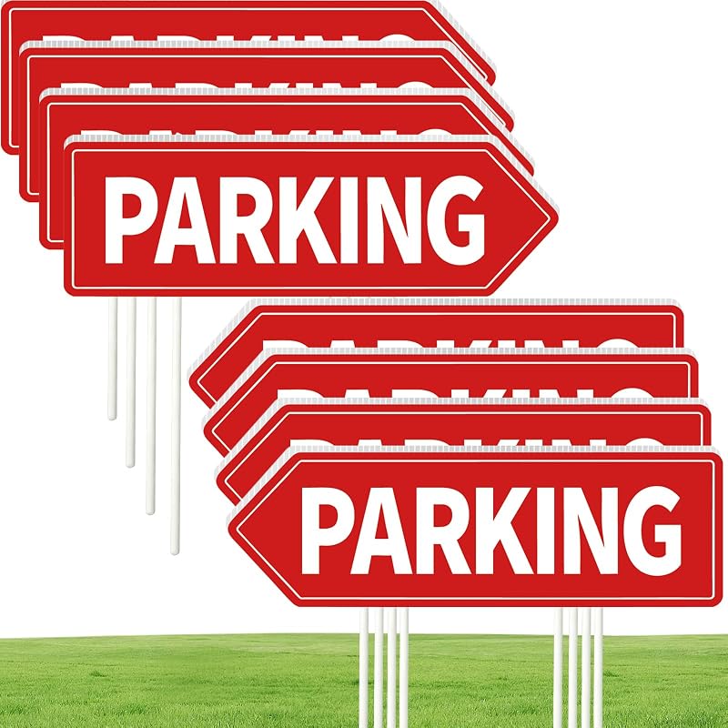 Kit de Placas de Estacionamento com Seta Vermelha, Impressão Dupla Face, 8 Unidades