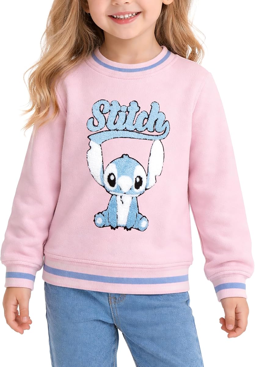 Sudadera con estampado gráfico de cuello redondo y forro polar suave para niña Lilo and Stitch de Disney