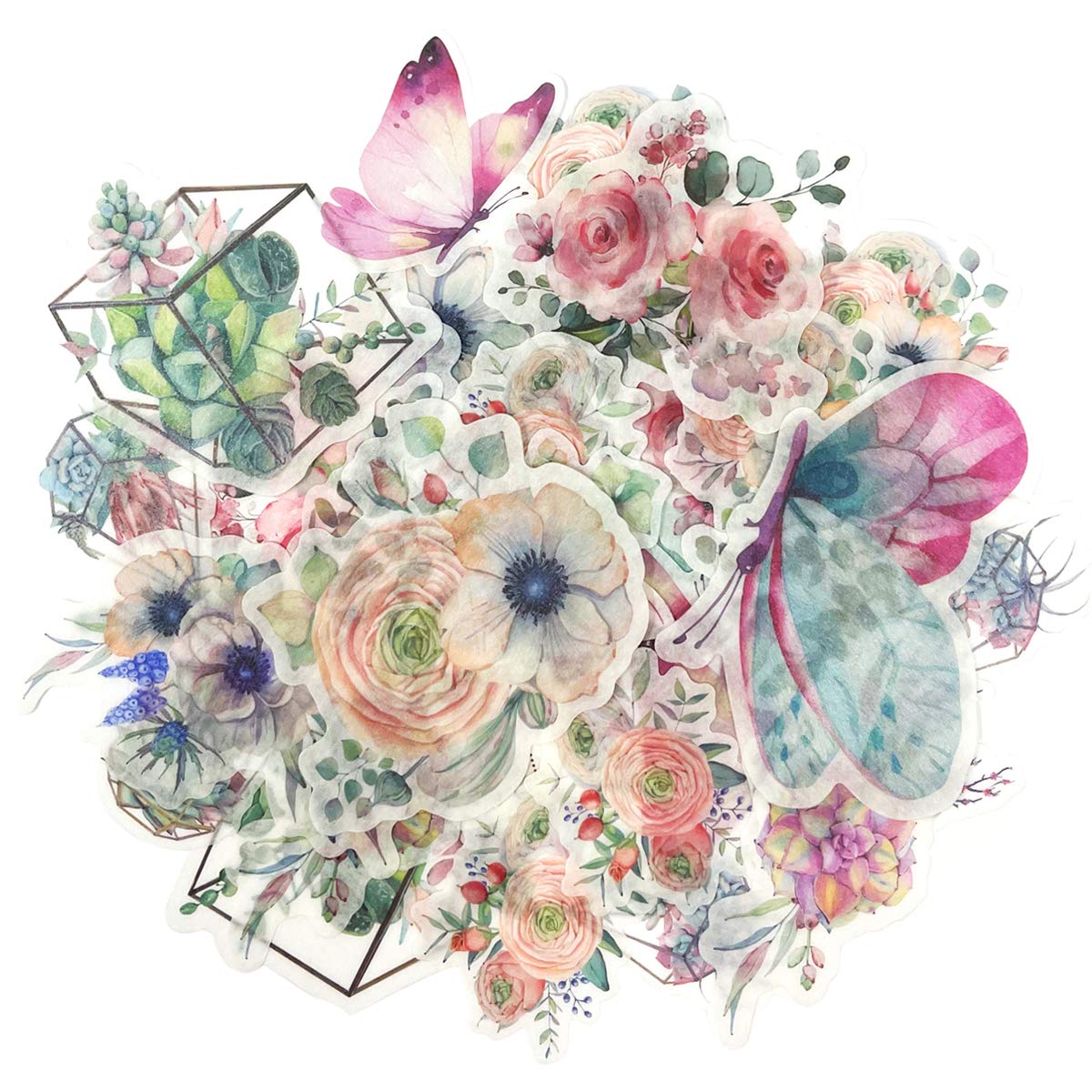 allydrew Dekoracyjne naklejki Washi do scrapbookingu, majsterkowanie na artykuły pa, pamiętnik, tworzenie kart (60 szt.), pastelowy ogród