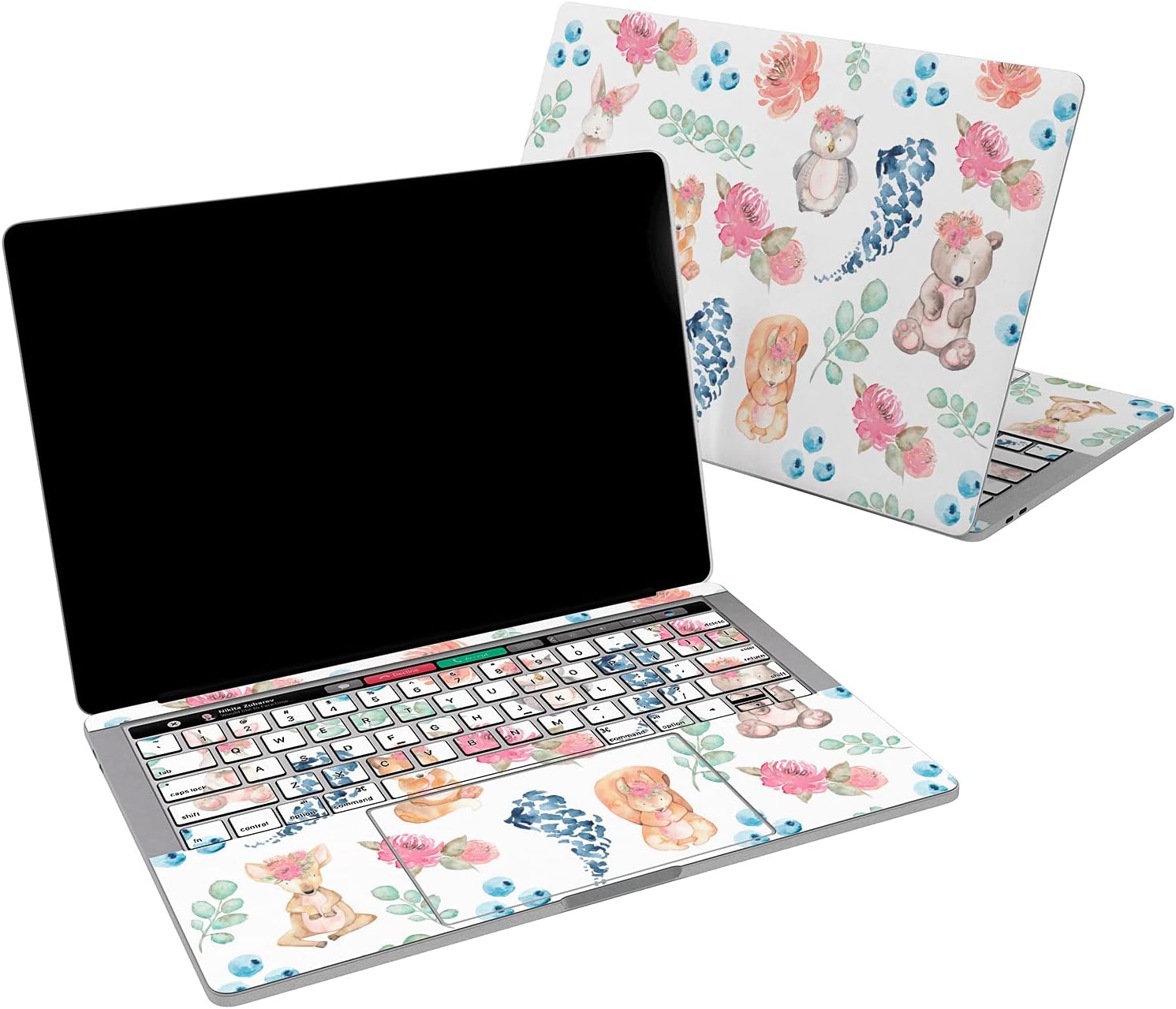 Vinyl Decal Skin Compatible for MacBook Pro 16 M3 M2 M1 14 2023 Air 15 2022 Retina 2020 Air 13 Mac 12 Roses Laptop Nice Print Sticker Fox Watercolor Cute Design Animals Cover Floral Bear
