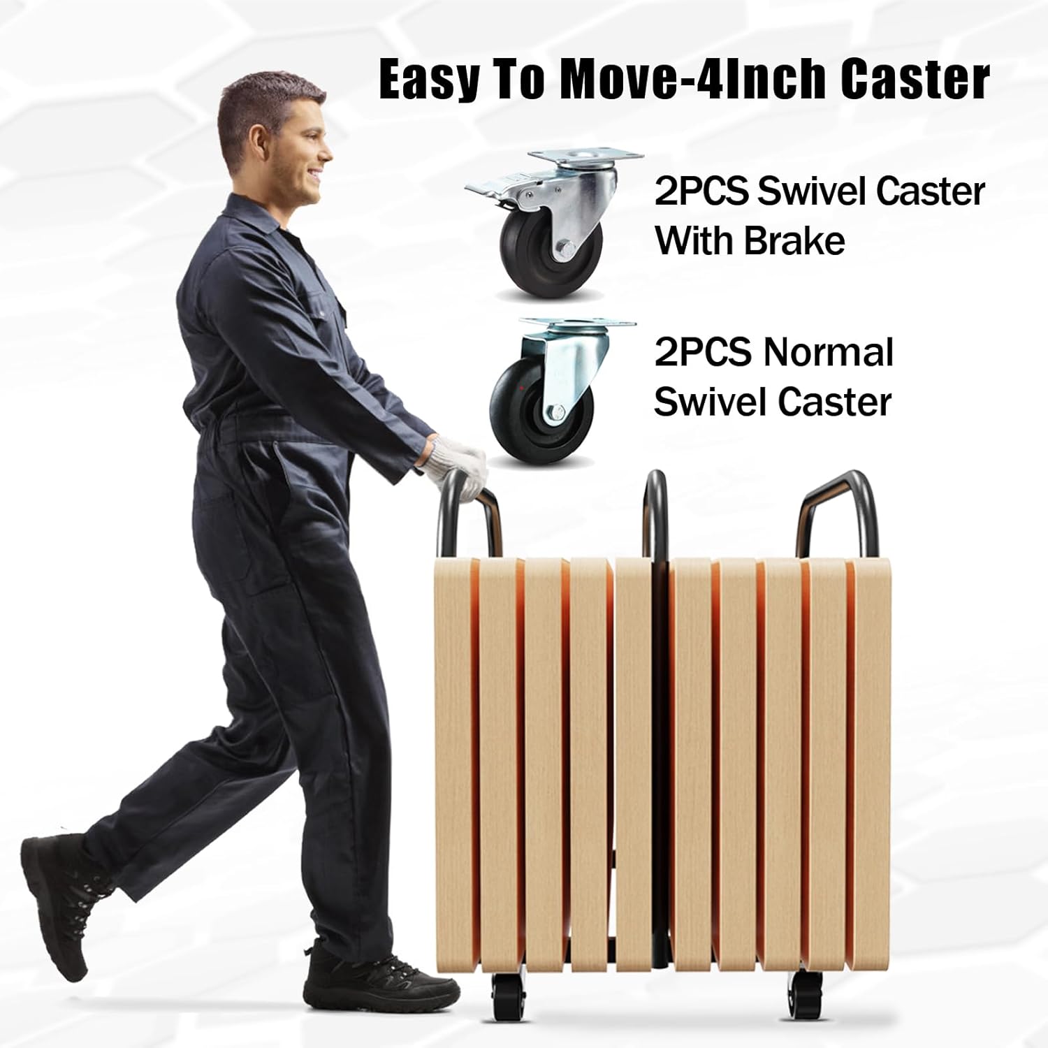 3 Pole Folding Table and Chair Cart-Panel Cart with 4Inch Swivel Caster 8PCS Table Storage Capacity Folding Chair&Table Dolly with 2PCS Straps to Store and Move Lumber,Mattress,Plywood,Box