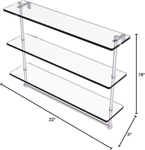 Miniatura 8 de Allied Brass PR-516TB - Estante de cristal integrado de triple nivel de 16 pulgadas, color negro mate