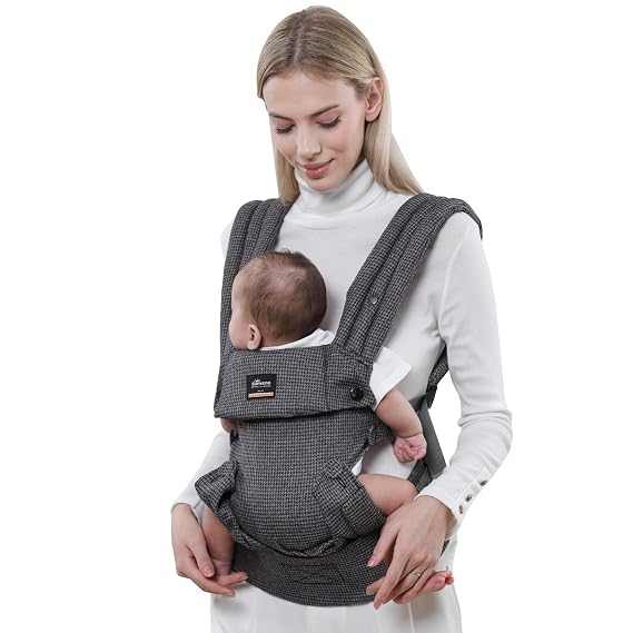 SUNVENO Baby Carrier, Ergonomic Infant Carrier Adjustable Newborn to Toddler Convertible, All Seasons, Grey