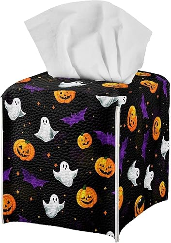 Miniatura 7 de Pzuqiu Caja de pañuelos de otoño con diseño de calabazas, girasoles, para decoración de Acción de Gracias, caja de papel higiénico, cubo de papel