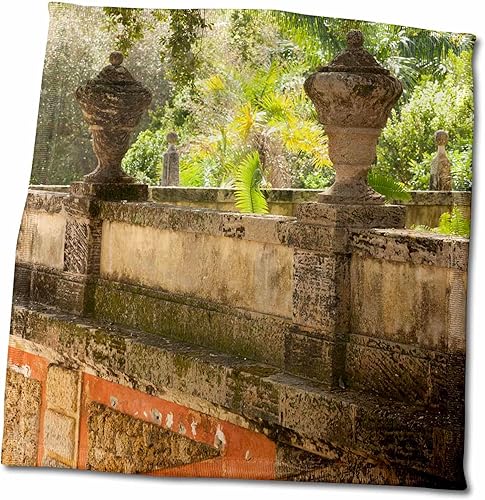 3dRose 11x12 Wash Cloth for Face and Body - USA, Florida, Miami-Area, Coconut Grove, Vizcaya Museum and Gardens. Plants