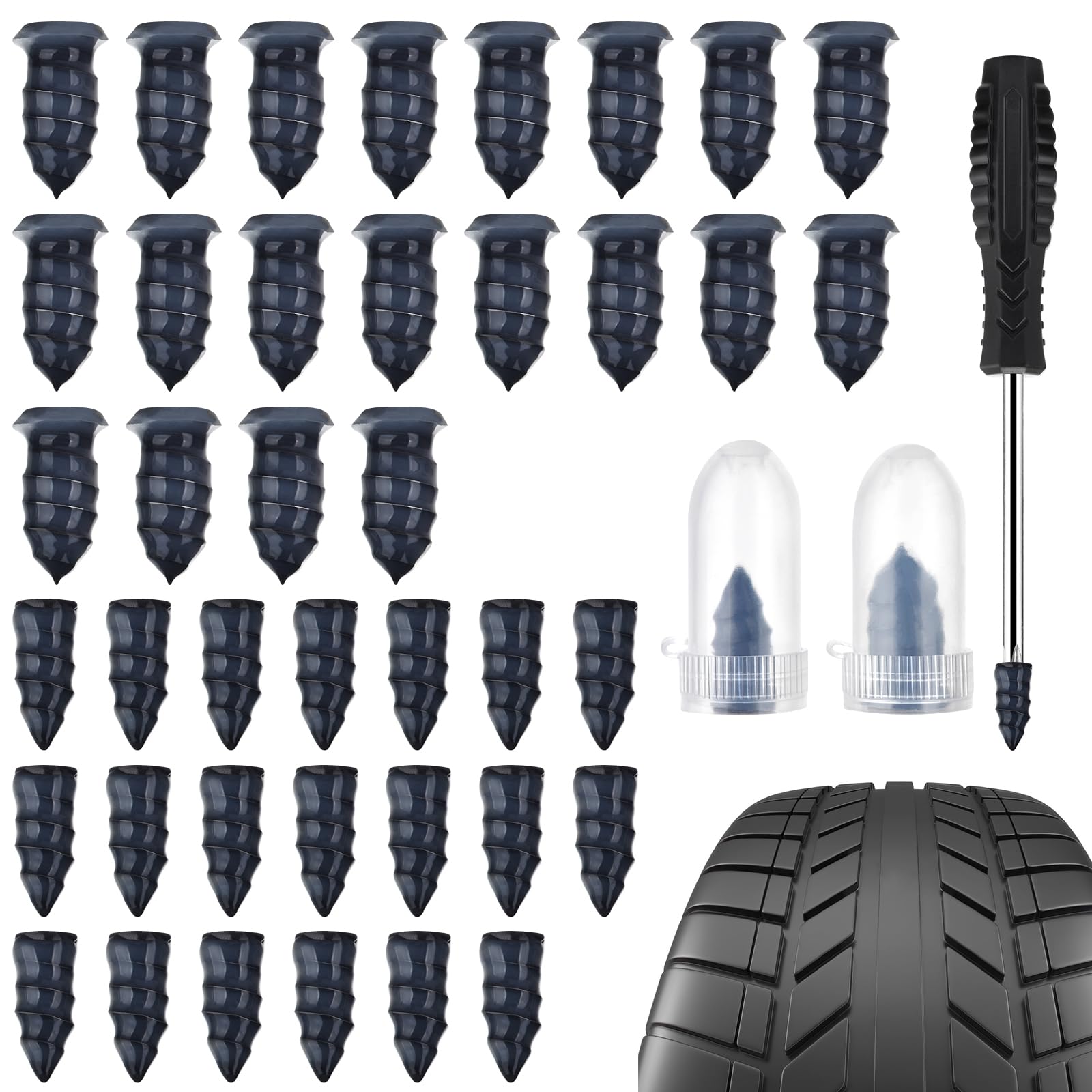 Tire Repair Rubber Nail, Tire Screw Plugs, Screwdriver Equipped Tire Repair Tool, Vacuum Tire Repair Kits, Emergency Tire Repair, Self Service Tire