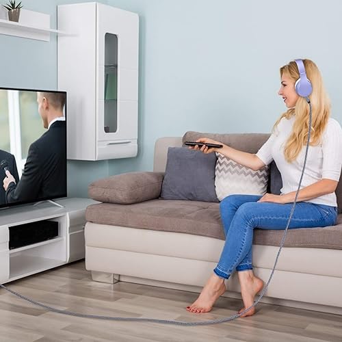 Miniatura 3 de Faodzc - Cable de audio auxiliar de 0.138 in, cable auxiliar de nailon trenzado de nailon macho a macho, cable auxiliar trenzado compatible con