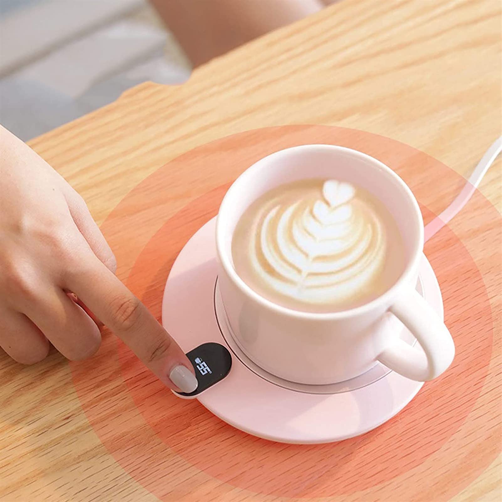 Calentador de Tazas de café para Escritorio con Apagado automático, Calentador de Tazas para café, Bebidas, té con Leche (Blanco)