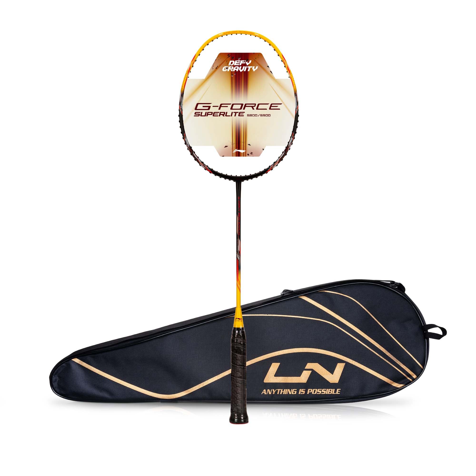 Li-Ning G-Force 5800 Superlite Carbon Fibre Unstrung Badminton Racquet with Free Head Cover| 78 Grams (Black/Yellow/Red) (B007TVLBRY) Amazon Price History, Amazon Price Tracker