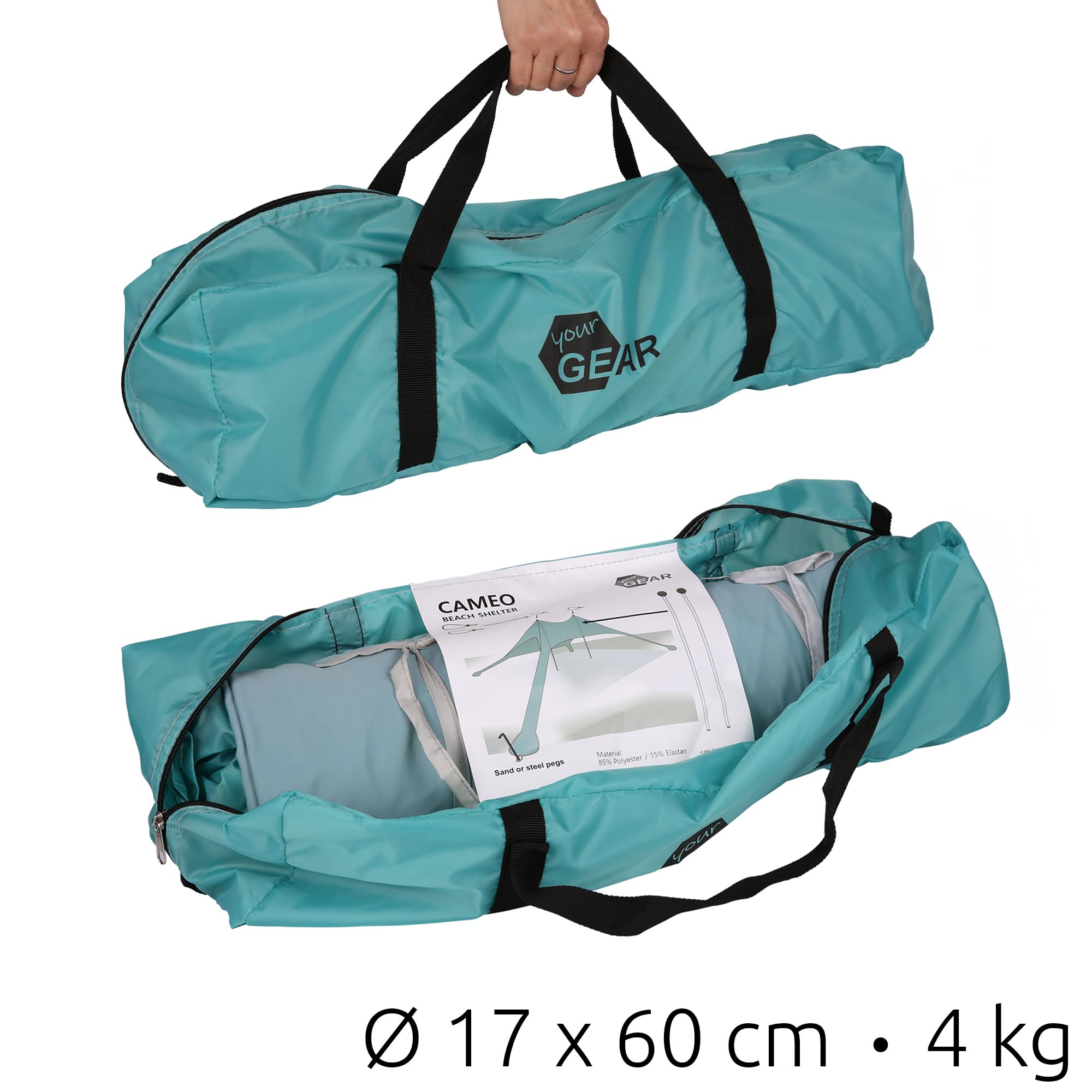 your GEAR Cameo Beach Shelter Tente de plage XXL 3 x 3 m Protection solaire UV 50+