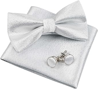 Alizeal Mens Solid Color Formal Banded Bow Tie Set