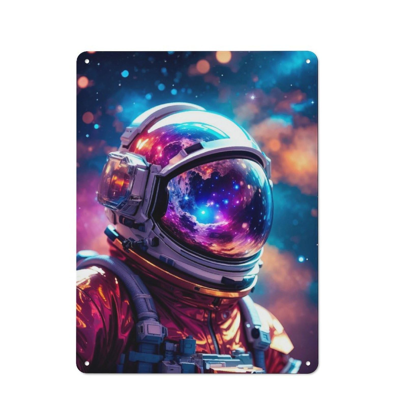 Junmoney Astronaut Purple Metal Wall Sign 40X30cm Featuring For Workshop Wall, Suited To Metal Sign Collectors