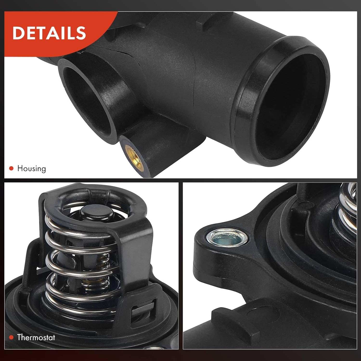 A-Premium Engine Coolant Thermostat Housing Assembly Compatible with Audi Q5 2011, Q7 2008-2013 & Volkswagen Touareg 2009-2013, 3.0L 4.2L, Replaces for # 059121111R