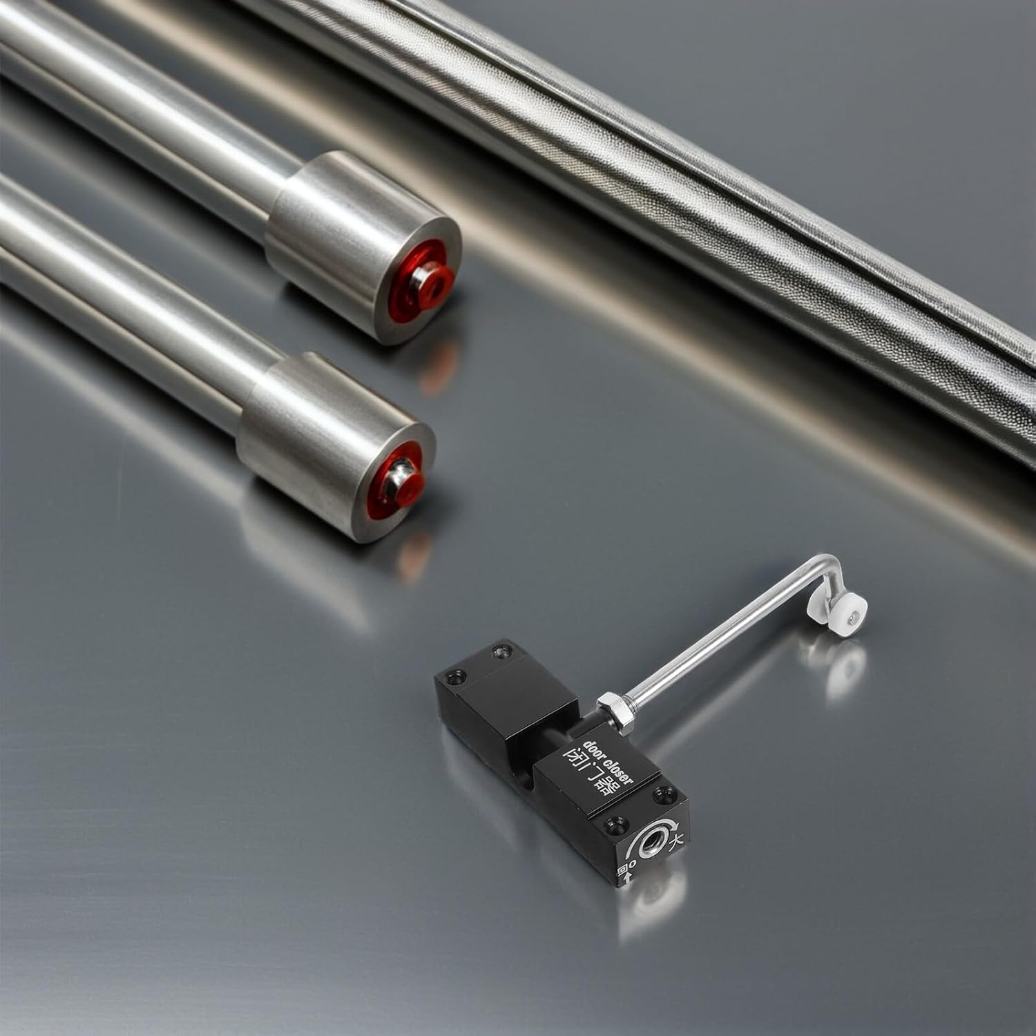 SECFOU Adjustable Double Spring Door Closer 2pcs, Square Aluminum Alloy Automatic Door Closing Spring for Home and Commercial Security, Easy Installation Black